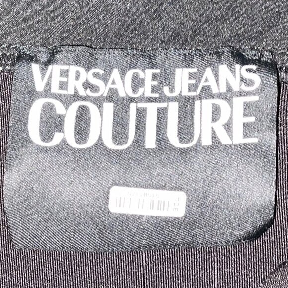 VERSACE JEANS V-Neck Mini Dress VERSACE WOMEN Logo straps mini dress Black - Picture 7 of 9